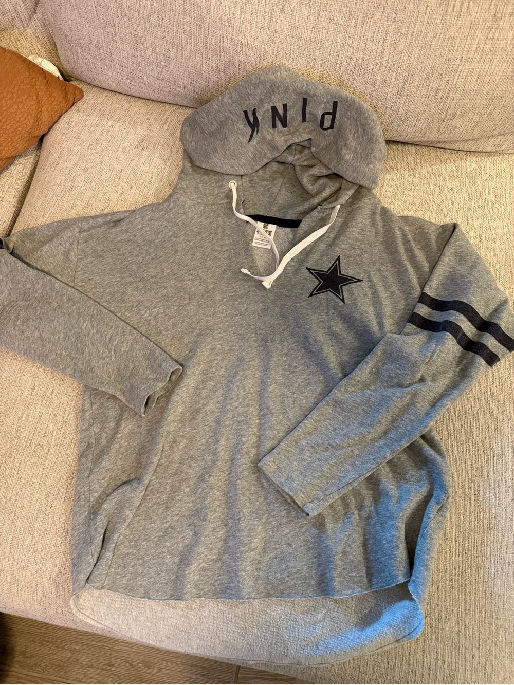 Victoria’s Secret PINK Dallas Cowboys NFL Gray Hoodie Size Large